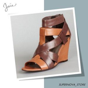 Joie Royce Strappy Sandals Wedges Brown Tan
